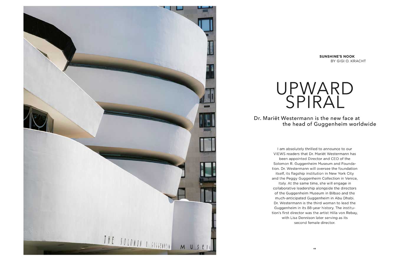Editorial spread from VIEWS magazine featuring art and culture