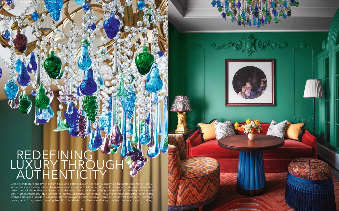 Editorial spread from VIEWS magazine featuring The new Leading Hotels of the World