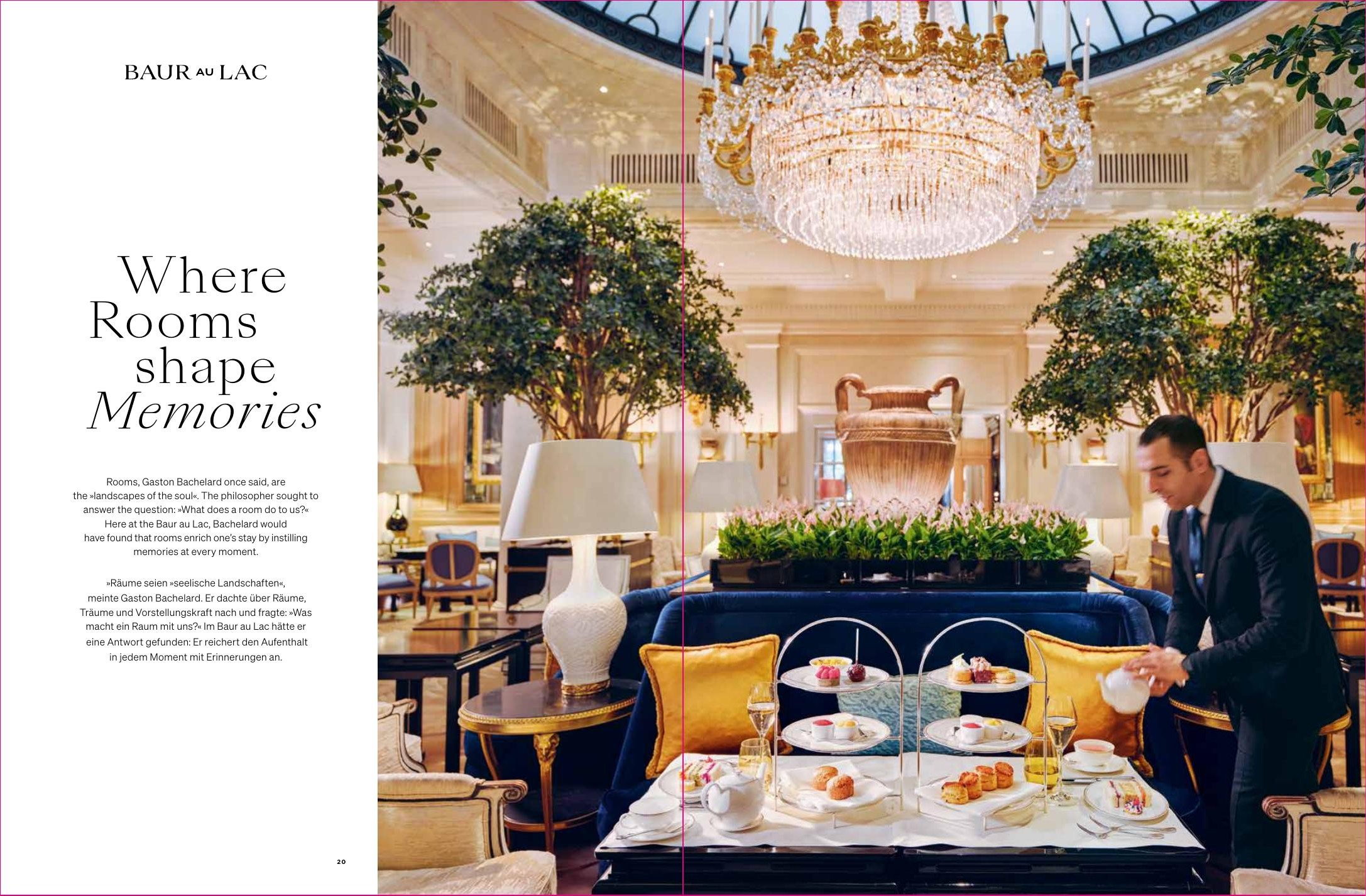Double-page spread Where Rooms Shape Memories at Baur au Lac
